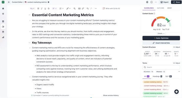Herramienta Content Editor de SurferSEO para optimizar artículos